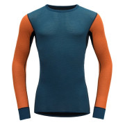 Herren-T-Shirt Devold Wool Mesh Man Shirt blau/orange Flame