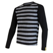 Herren-Funktionsshirt Sensor Merino Wool Active Langarmshirt schwarz/grau BlackStripes