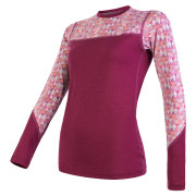 Damen-Funktionsshirt Sensor Merino Impress (long sleeve) lila lilla/pattern