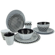 Geschirrset Bo-Camp Mix & Match 16 100% Melamine schwarz/weiß Black/White