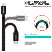 Lade- und Datenkabel Swissten Textile USB / USB-C 2 m