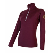 Damen-Sweatshirt Sensor Merino Upper kurzer Reißverschluss rot PortRed