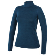 Damen-Rollkragenpullover MOOA MerinoSilk Collar 160 blau lagoon blue melange