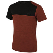 Herren-T-Shirt MOOA MerinoSilk Block 160 short orange cinnamon melange