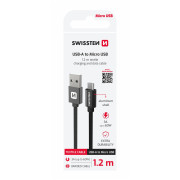 Lade- und Datenkabel Swissten Textile USB / Micro USB 1,2 m schwarz černá