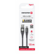 Lade- und Datenkabel Swissten Aramid Reinforced USB/USB-C 1,5 m