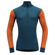 Herren-Funktionsshirt Devold Wool Mesh Man Half Zip Neck blau/orange Flame