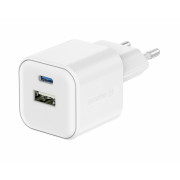 Ladegerät Swissten TRAVEL CHARGER GaN 1x USB-C 20W PD AND 1x USB-A 18W QC weiß