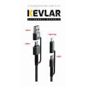 Lade- und Datenkabel Swissten Kevlar 4in1 3A 1,5 m