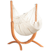 Schaukelstuhl mit Ständer La Siesta Udine Organic Latte beige/weiß latte