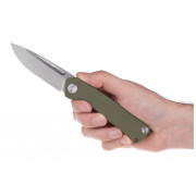 Klappmesser Acta non verba Z200 Stonewash/Plain Edge, G10 grün Olive