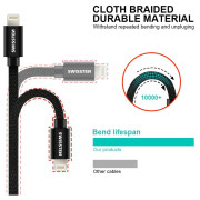 Lade- und Datenkabel Swissten Textile USB / Lightning 3 m