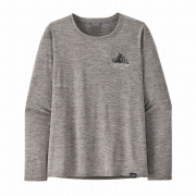 Damen-T-Shirt Patagonia W's L/S Cap Cool Daily Graphic Shirt - Lands grau Chouinard Crest: Feather Grey