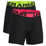 Herren-Boxershorts Under Armour Tech 6in 2 Pack schwarz/rosa Black/Black/PinkShock