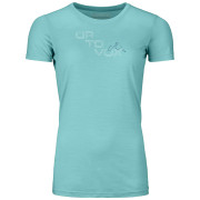 Damen-T-Shirt Ortovox 185 Merino Tangram Logo Ts W blau ice waterfall