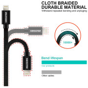 Lade- und Datenkabel Swissten Textile USB / Lightning 2 m