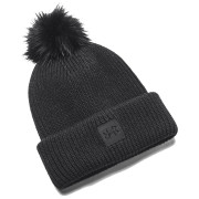 Damenmütze Under Armour Halftime Ribbed Pom schwarz Black