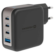 Adapter Swissten GaN Travel Charger 100W 3X USB-C PD + USB-A
