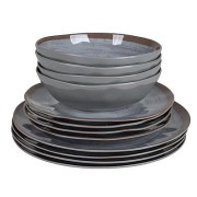 Geschirrset Bo-Camp Tableware Halo 12 grau Gray/Terra