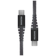 Lade- und Datenkabel Swissten Kevlar USB-C/USB-C 1,5 m dunkelgrau Antracit