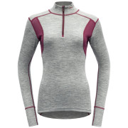 Damen-T-Shirt Devold Hiking Half Zip Neck grau GrayMelange/Beetroot