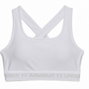 Büstenhalter Under Armour Crossback Mid Bra weiß White / White / Halo Gray