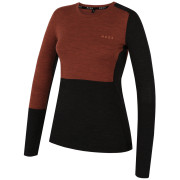 Damen-T-Shirt MOOA MerinoSilk Block 160 long orange cinnamon melange