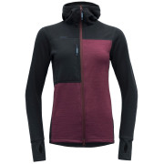 Damen Funktions-Sweatshirt Devold Nibba Merino Jkt Hood Wmn rot/schwarz Ink/Beetroot