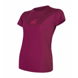 Damen-T-Shirt Sensor Merino Wool PT Orchidea weinfarbe Lilac