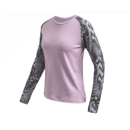 Damen-Funktionsshirt mit langen Ärmeln Sensor Merino Blend Impress rosa/grau mystic violet/zebra