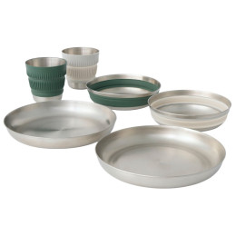 Geschirrset Sea to Summit Detour Stainless Steel Collapsible Dinnerware Set 6 Piece silber/grün