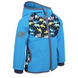 Kinder-Softshell-Jacke Unuo Vliesmuster blau