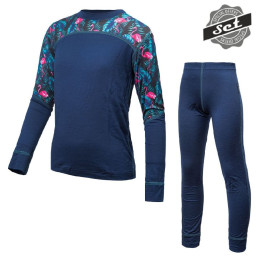 Kinder-Funktionsset Sensor Merino Impress Set dunkelblau DeepBlue/Floral