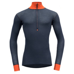 Herren-Funktionsshirt Devold Wool Mesh Man Half Zip Neck schwarz/orange Brick/Night