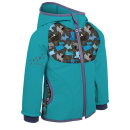 Kinder-Softshell-Jacke Unuo Vliesmuster grün