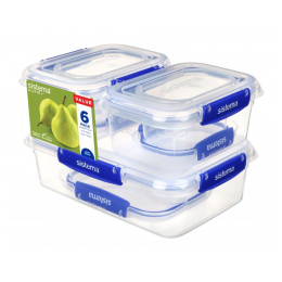 Lebensmittelbox Sistema 6 Pack Essentials Klip It Plus Transparent Transparent with blue clips