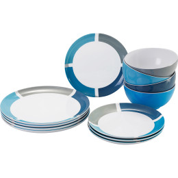 Geschirrset Brunner Spectrum Aquarius Midday weiß/blau