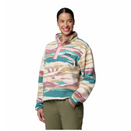 Damen-Sweatshirt Columbia Helvetia™ II Printed Cropped Half Snap beige/grün River Blue Rogue Valley