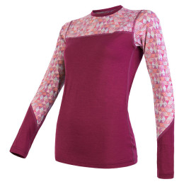 Damen-Funktionsshirt Sensor Merino Impress (long sleeve) lila lilla/pattern