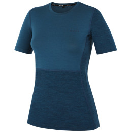 Damen-T-Shirt MOOA MerinoSilk Block 160 short blau lagoon blue
