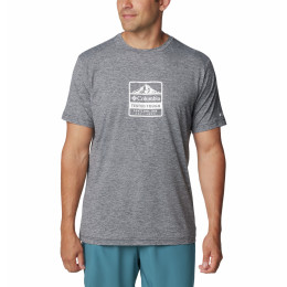 Herren-T-Shirt Columbia Kwick Hike™ Graphic Short Sleeve Tee grau Black Heather, Tested Tough PDX