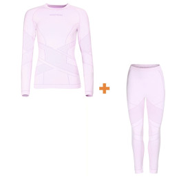 Damen-Thermounterwäsche Progress Seamless Bamboo Set dunkelrosa/rosa