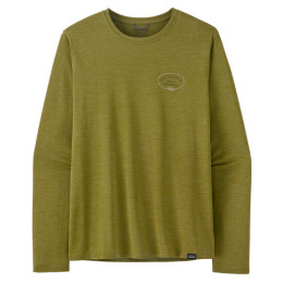 Herren-T-Shirt Patagonia M's L/S Cap Cool Daily Graphic Shirt - Lands olivenfarbe Clean Climb Roots: Graze Green X-Dye