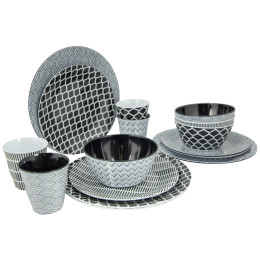 Geschirrset Bo-Camp Mix & Match 16 100% Melamine schwarz/weiß Black/White