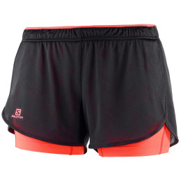 Damenshorts Salomon Agile 2in1 Short W schwarz/orange Black/FieryCoral