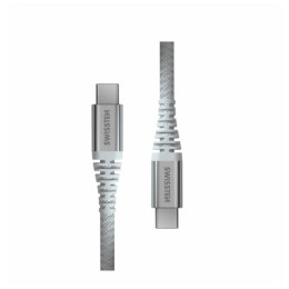 Kabel Swissten Kevlar USB C / USB C 1,5 m weiß white