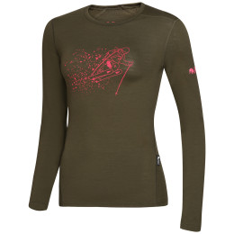 Damen-T-Shirt Zulu Merino Skier 160 Long grün Olive