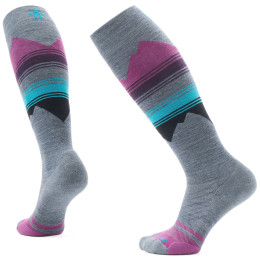 Ski-Socken Smartwool W Ski Targeted Cushion Pattern Otc grau/rosa Pewter Blue