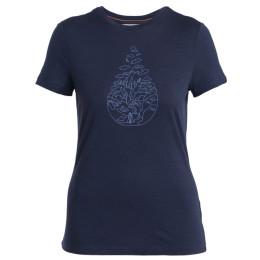 Damen-Funktionsshirt Icebreaker Women Merino 150 Tech Lite III SS Tee Hike Path dunkelblau Midnight Navy
