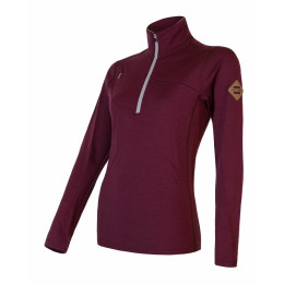 Damen-Sweatshirt Sensor Merino Upper kurzer Reißverschluss rot PortRed